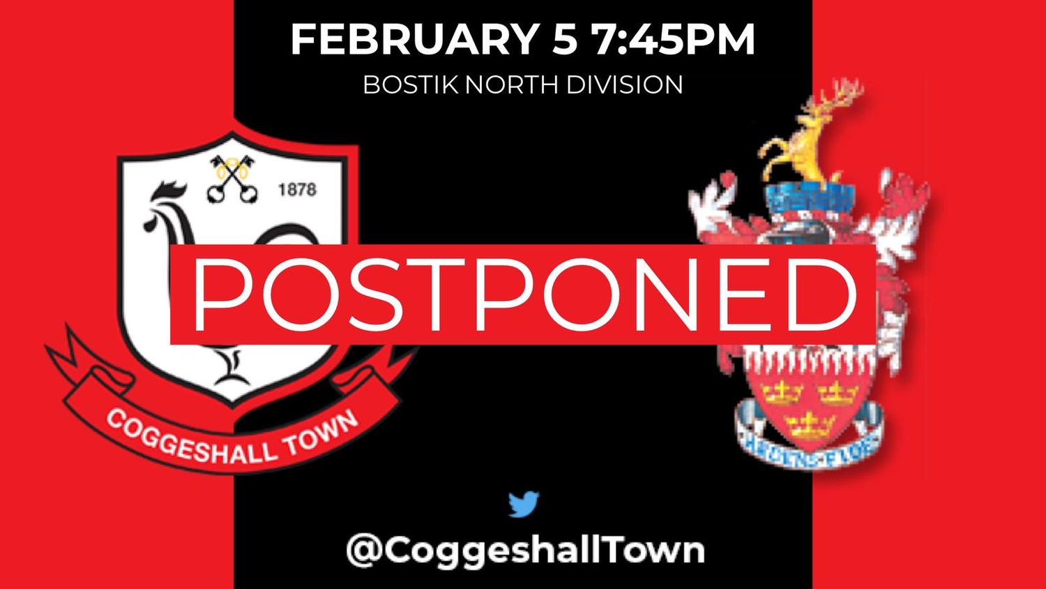Match Postponed – Brentwood Town